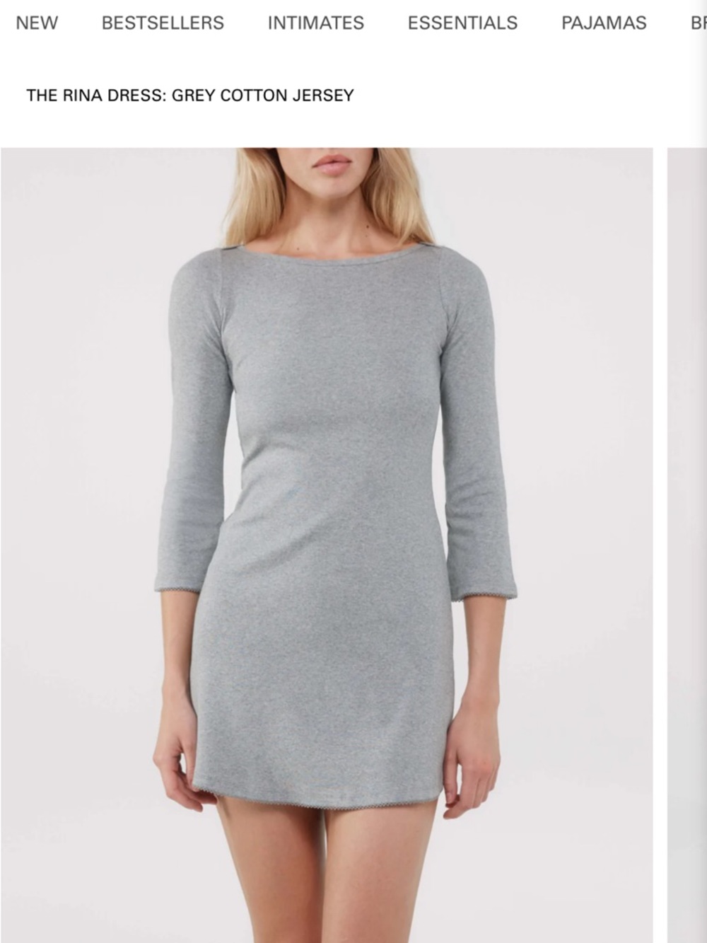 Cou Cou Intimates Rina Dress gray medium with tags organic cotton dress